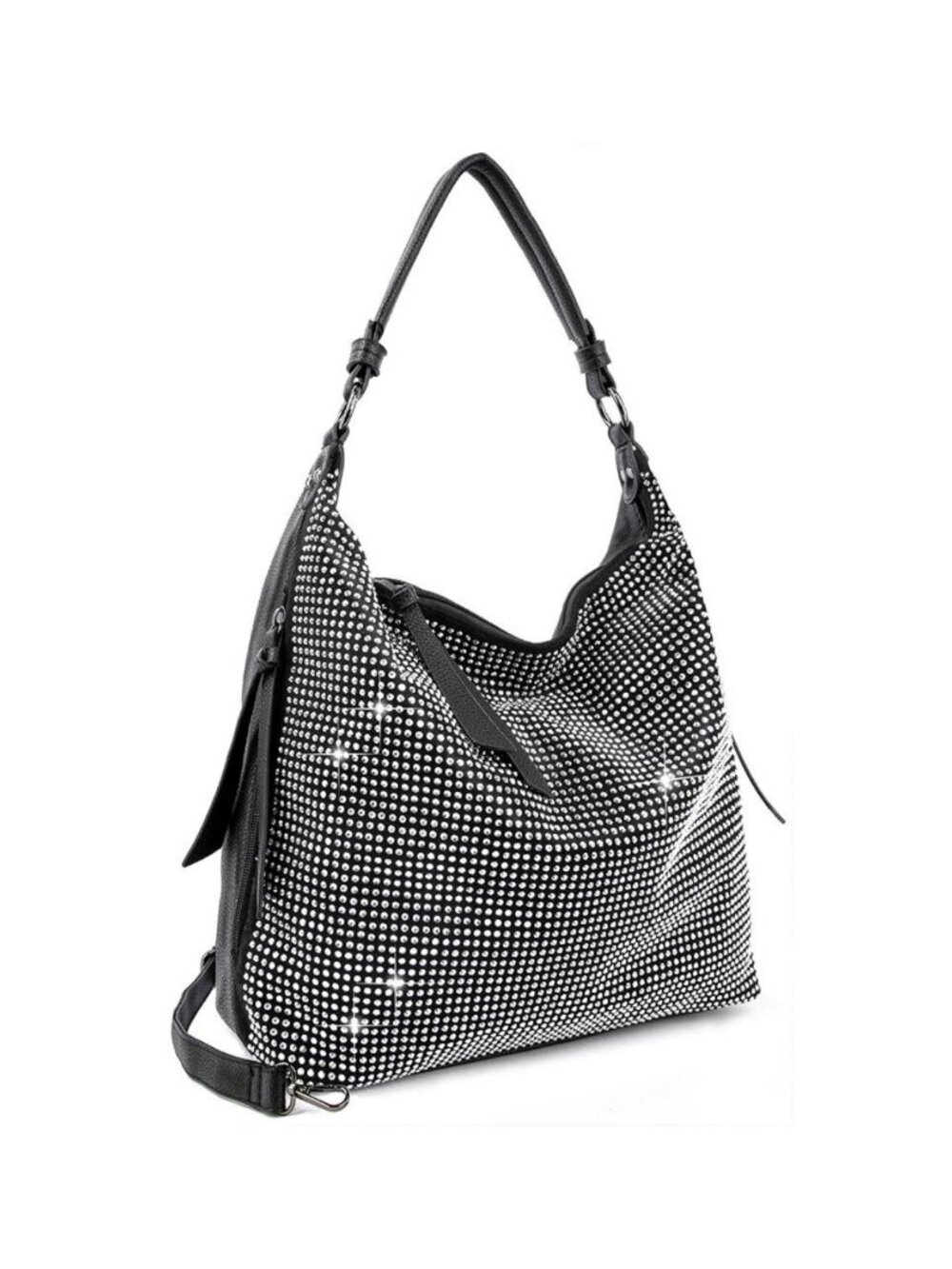 NWT Black Large Rhinestone Hobo Bag Sparkly Crossbody Purse Y2K Glam